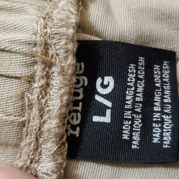 Tan high rise elasticized waist slash pockets cargo pockets cotton joggers - Picture 9 of 10